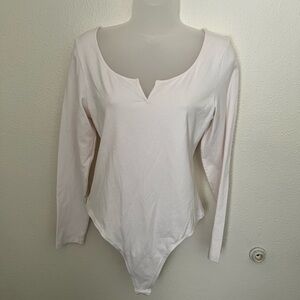 PINK Victoria's Secret White Fitted Bodysuit